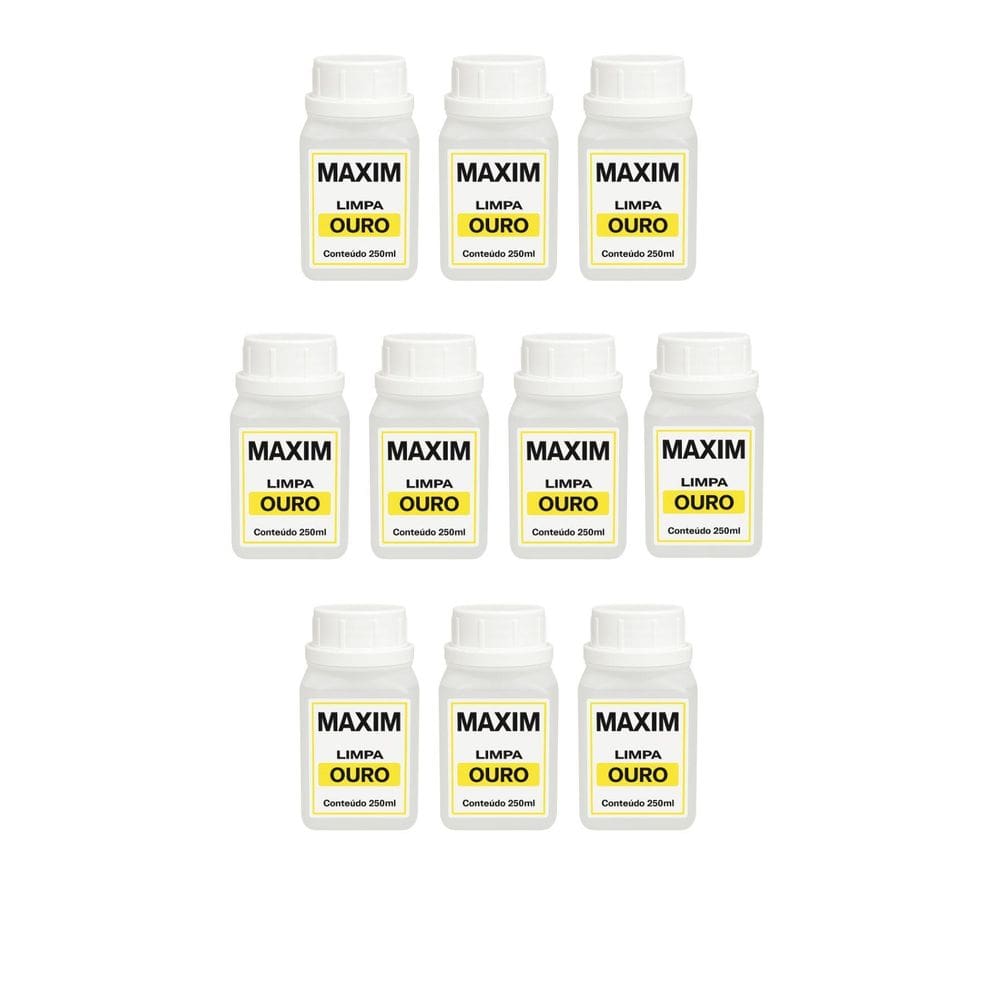 Kit 10Un Limpa Jóias Ouro Puro 18K Platina Maxim 250Ml