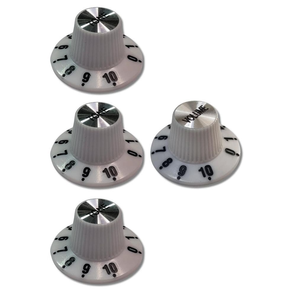 Kit 4 Knob White Guitarra Vintage 1 Volume 3 Tone Branco