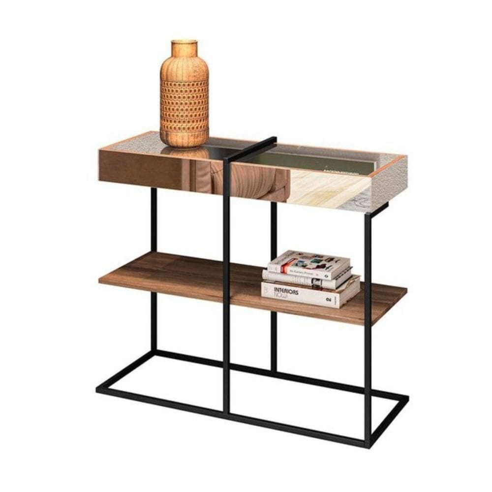 Aparador Decorativo Com Espelho Aurora Demolição Preto