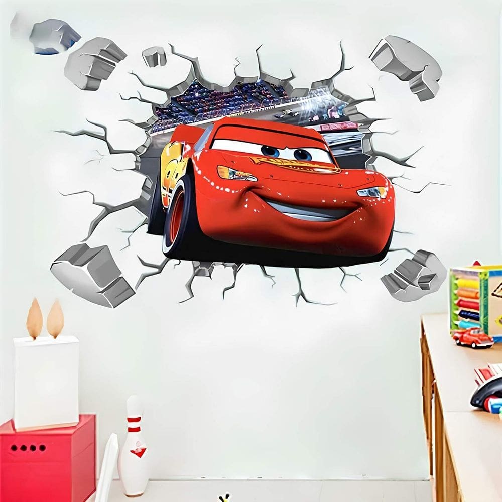 Adesivo Parede Buraco Carros Relâmpago Mcqueen Mod03