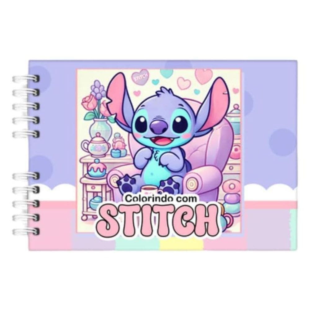 Livro Colorir Stitch 50 Folhas Caderno Desenho Capa Dura Cor