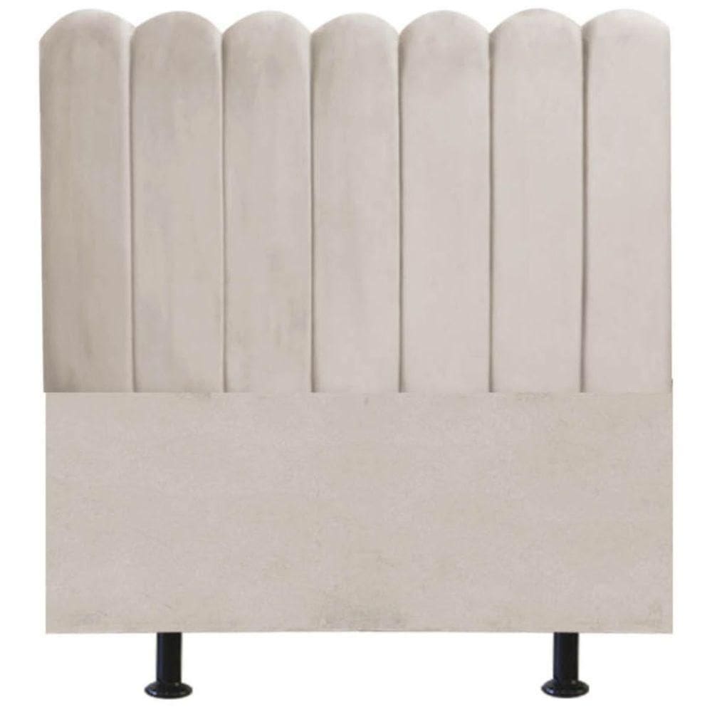 Cabeceira Nuvem Cama Box Casal 140 Cm Alanis Suede Bege