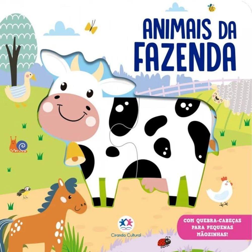 Livro Animais Da Fazenda - Quebra-Cabeça De 2 Peças