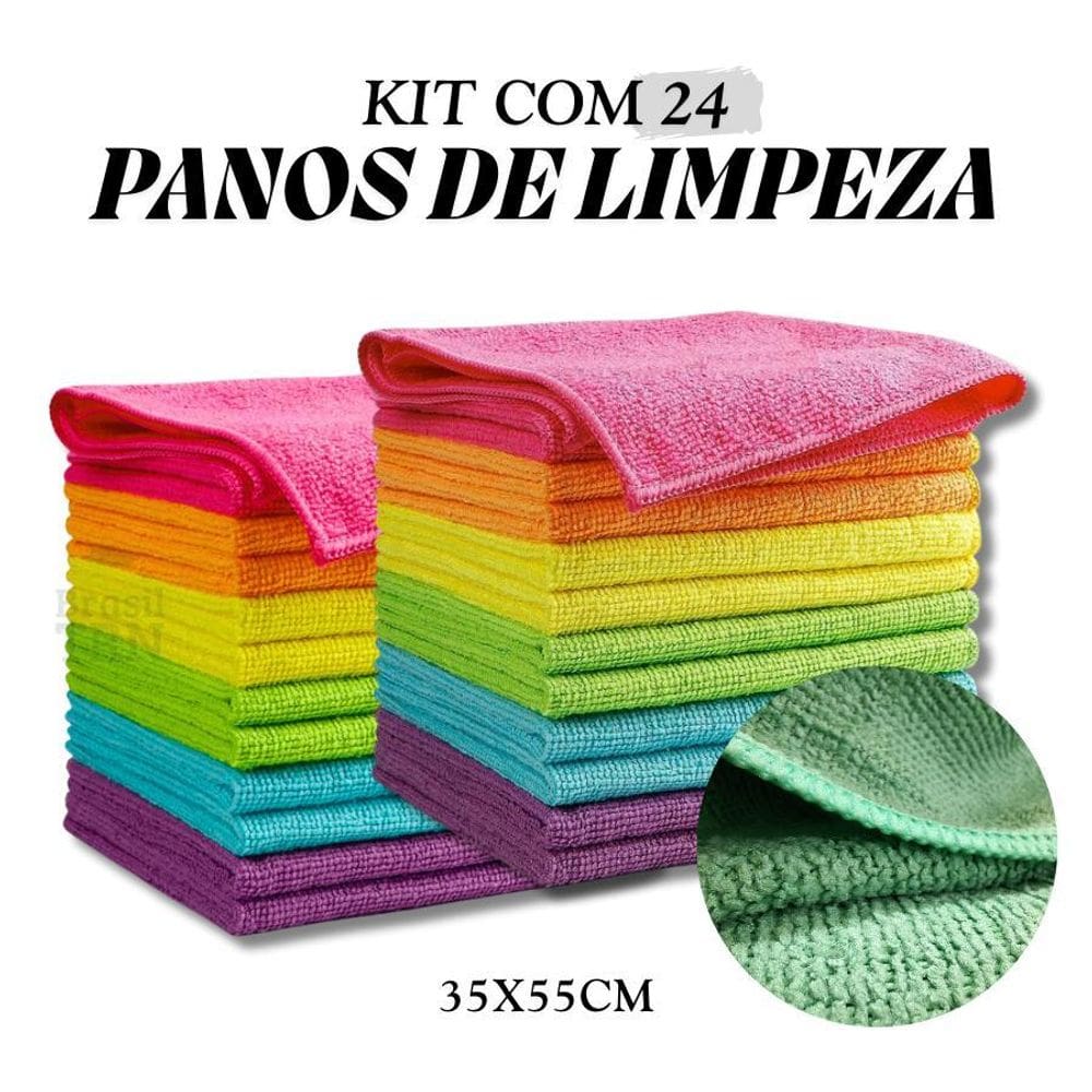 Kit 24 Panos De Microfibra Mágico 35X55Cm Grande Macio