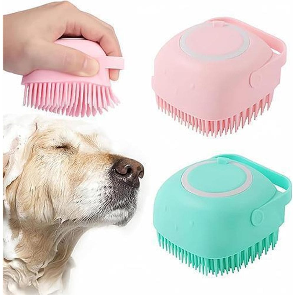 Esponja Escova Massageadora Silicone Dispenser Shampoo Pets