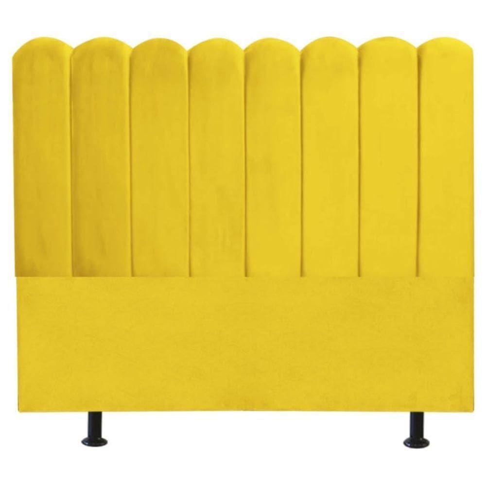 Cabeceira Nuvem Cama Box Queen 160 Cm Alanis Suede Amarelo