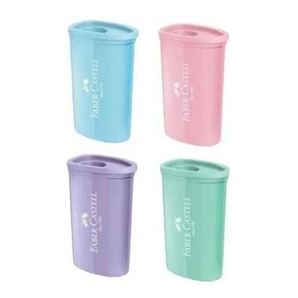 2X Apontador Faber Castell Com Depósito Cores Pastel C/4 Un