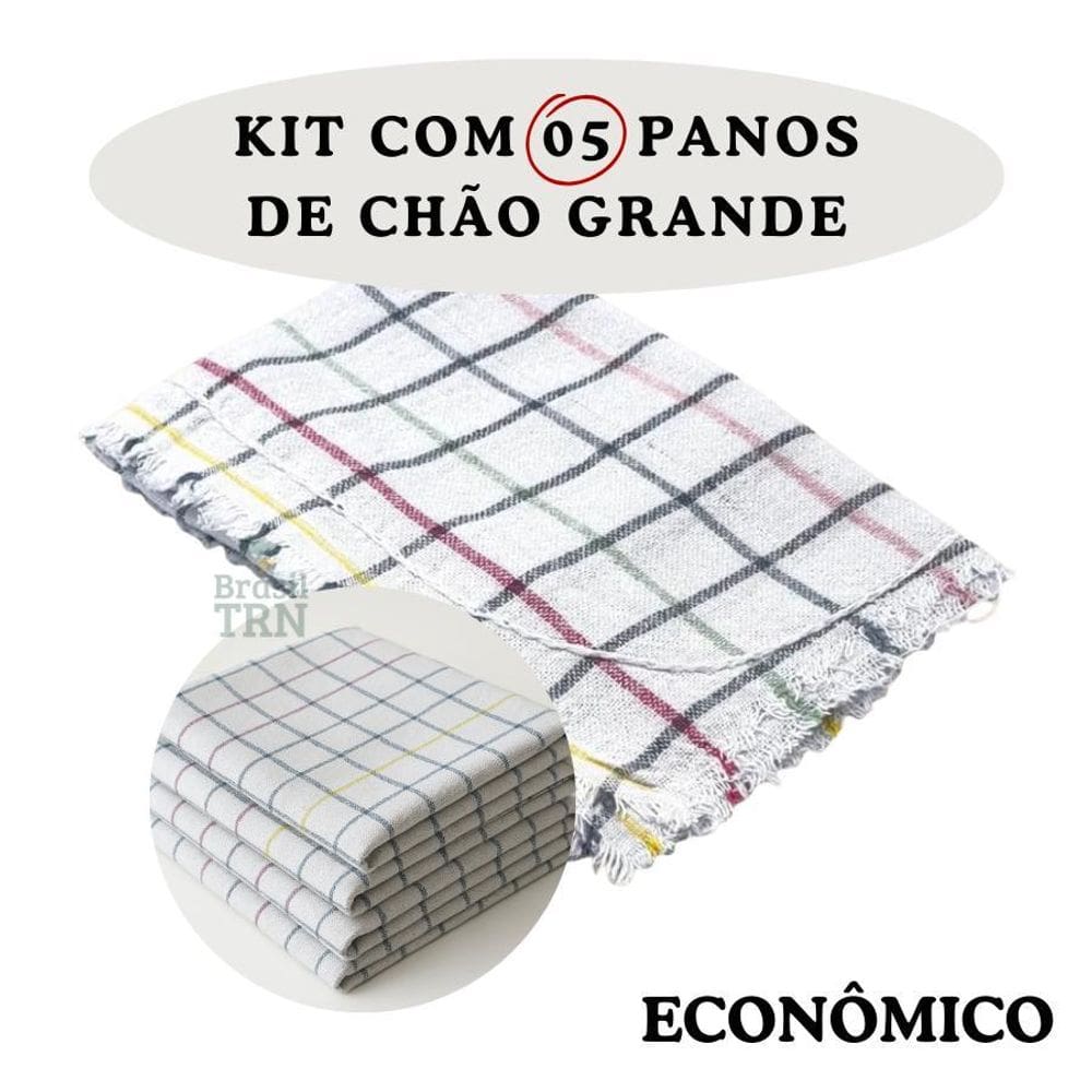Kit 05 Panos De Chão Quadriculado Grande 65X43Cm Multiuso