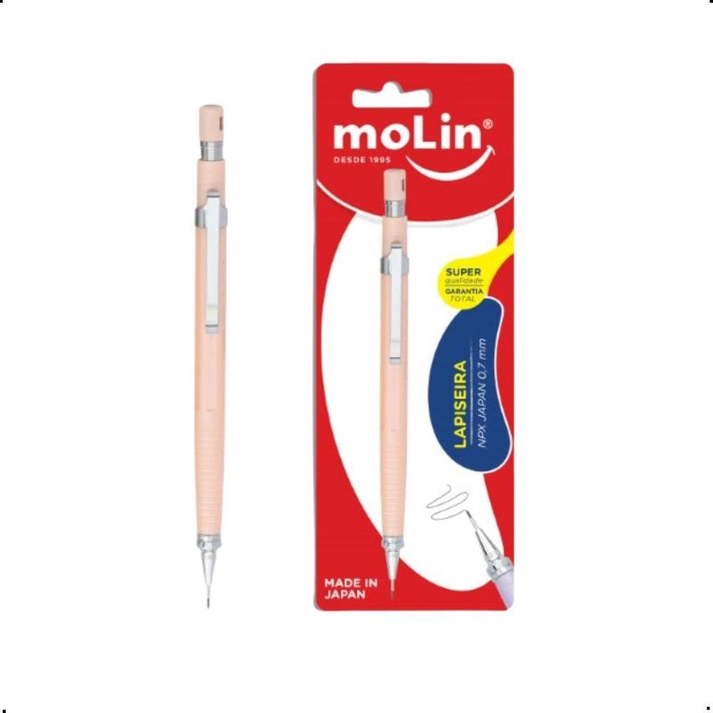 Lapiseira Técnica Np-X Japan 0.7Mm Grafite E Borracha Salmão