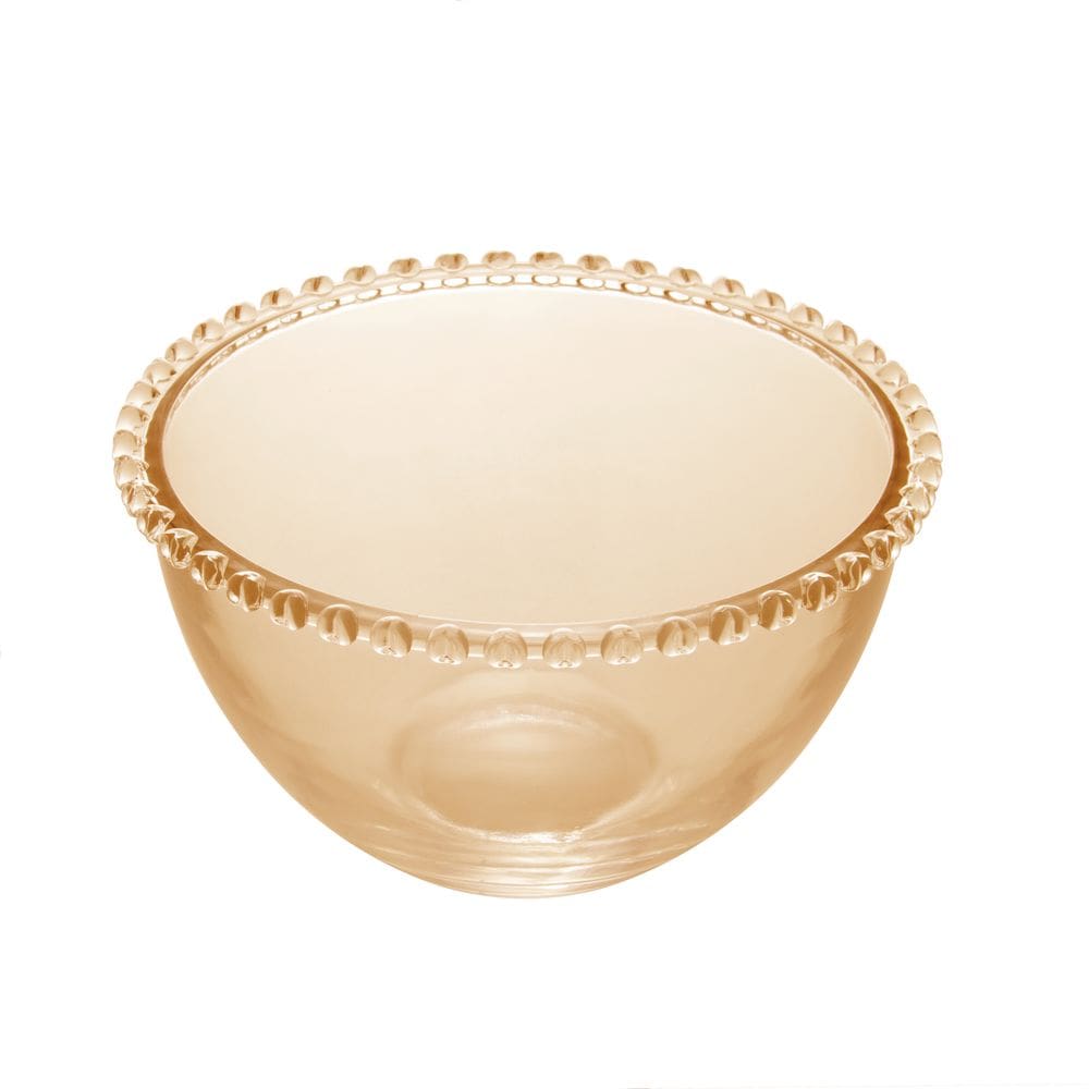 Bowl Saladeira de Cristal Coração Âmbar Metalizado 1,9 Litros 21x12cm Lyor