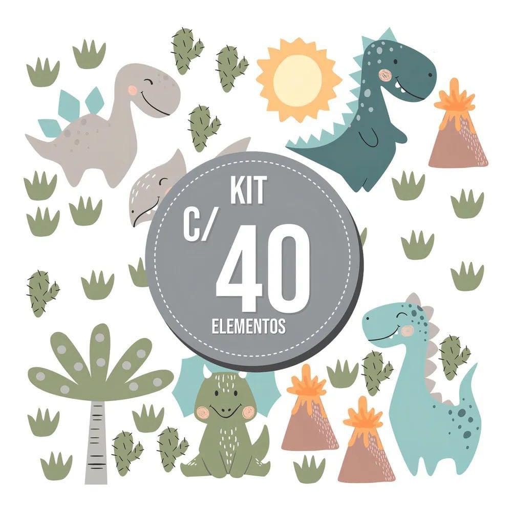 2X Adesivo De Parede Infantil Dinossauros Quarto Menino Meni