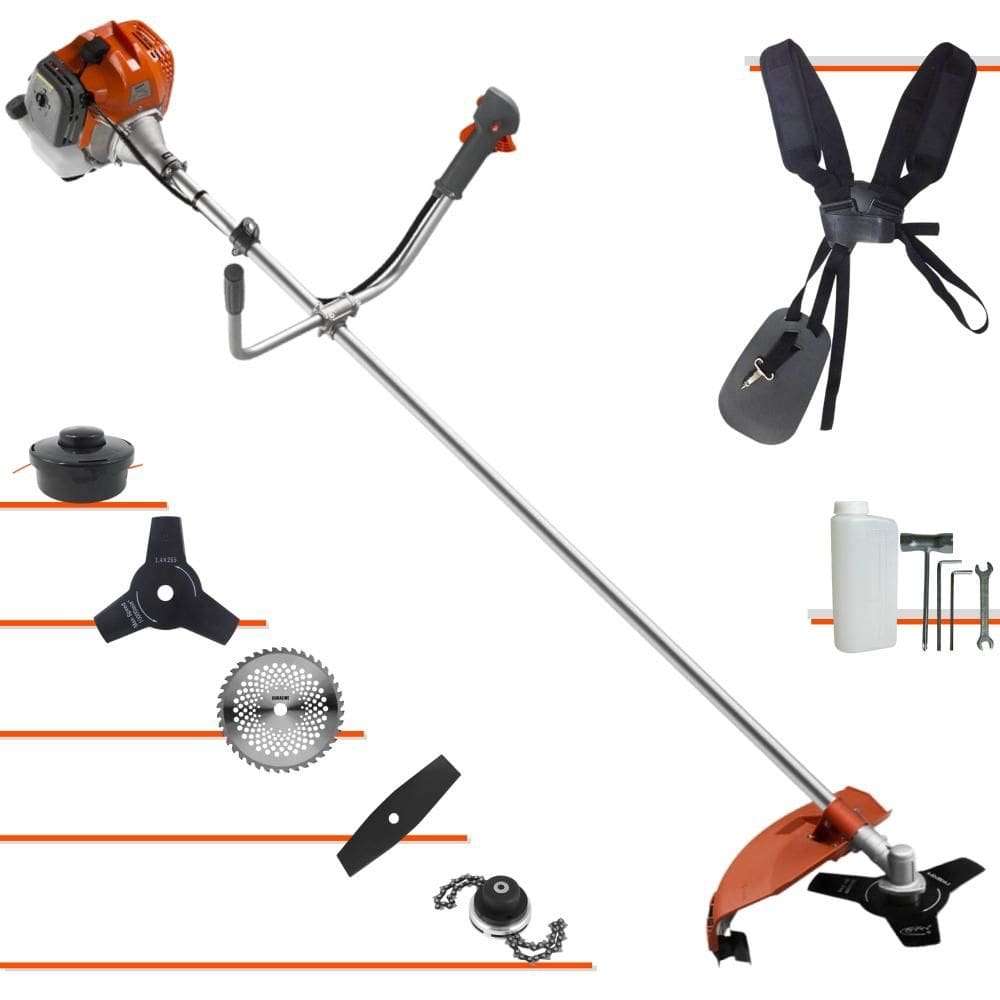 Máquina de Corta Grama Tekna RL520ACG2 À Gasolina 52cc 2HP 13.000rpm Multifunções Profissional Completa Com Carretel de Nylon + 4 Lâminas de Corte