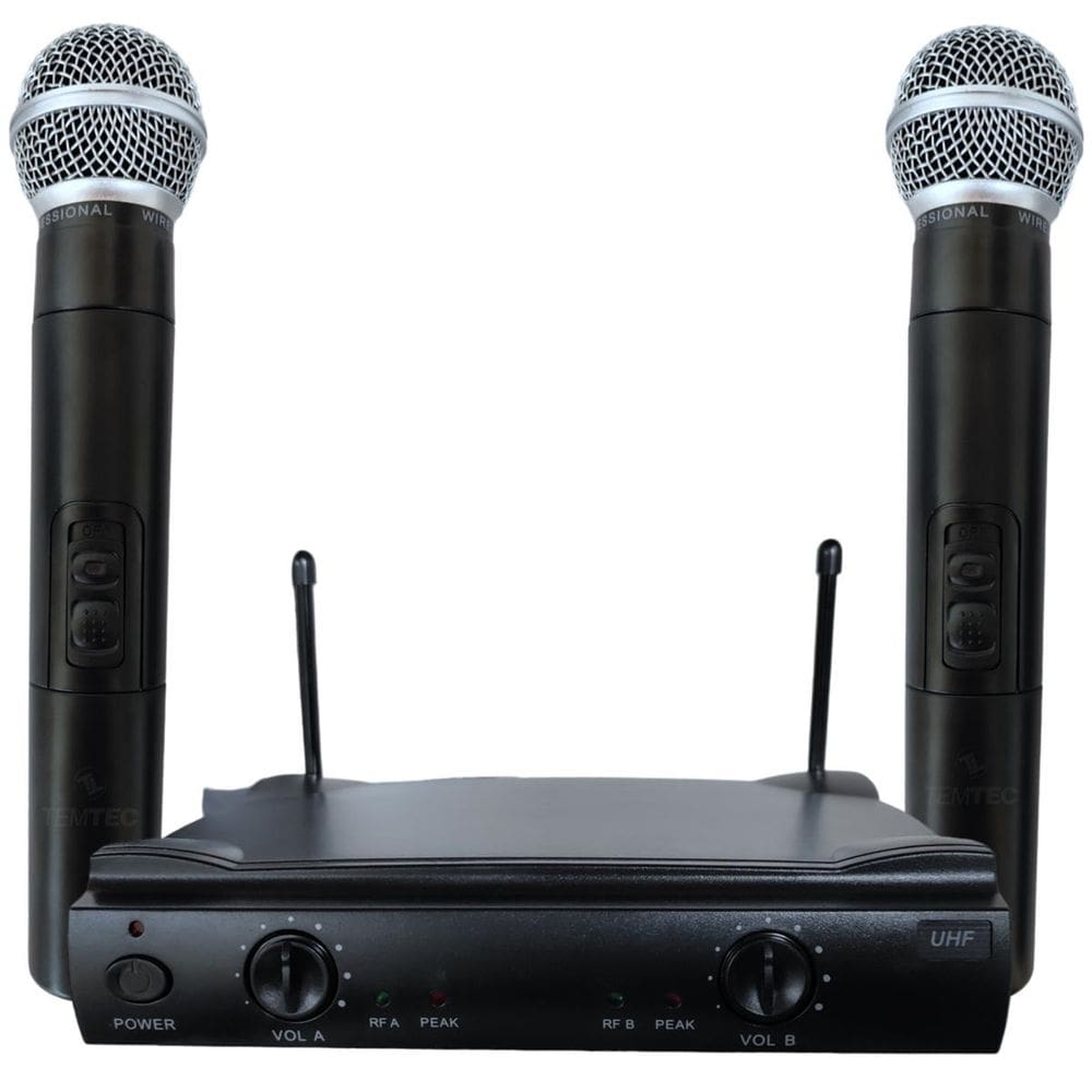 Microfone Sem Fio Uhf Duplo De Mão Digital Profissional
