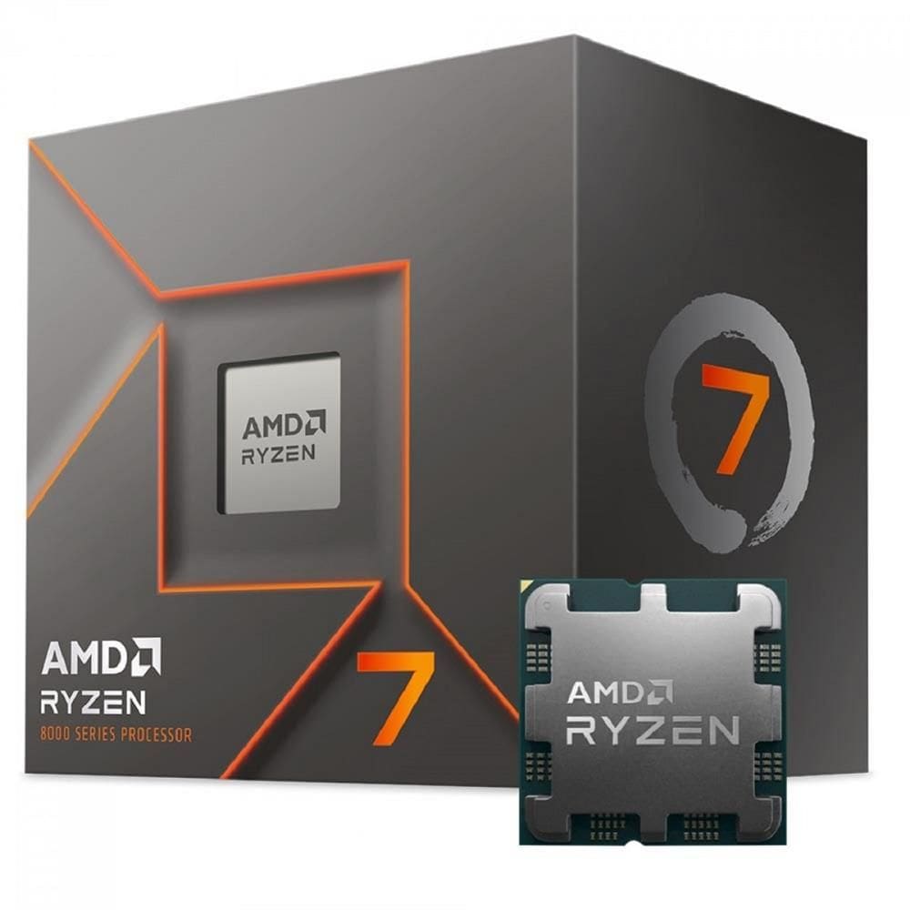 Processador AMD Ryzen 7 8700F, 4.1GHz (5.0GHz Turbo), 8-Cores 16-Threads, AM5, Com Cooler, 100-100001590BOX