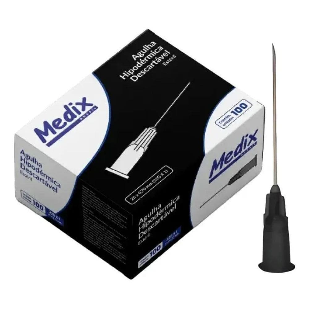 2X Agulha 25X0,70 Hipodérmica Descartável Cx. Com 100