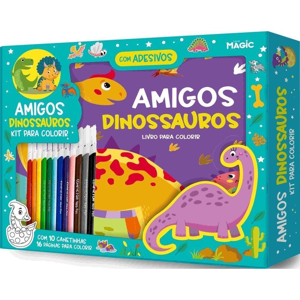 Amigos Dinossauros - Kit Para Colorir