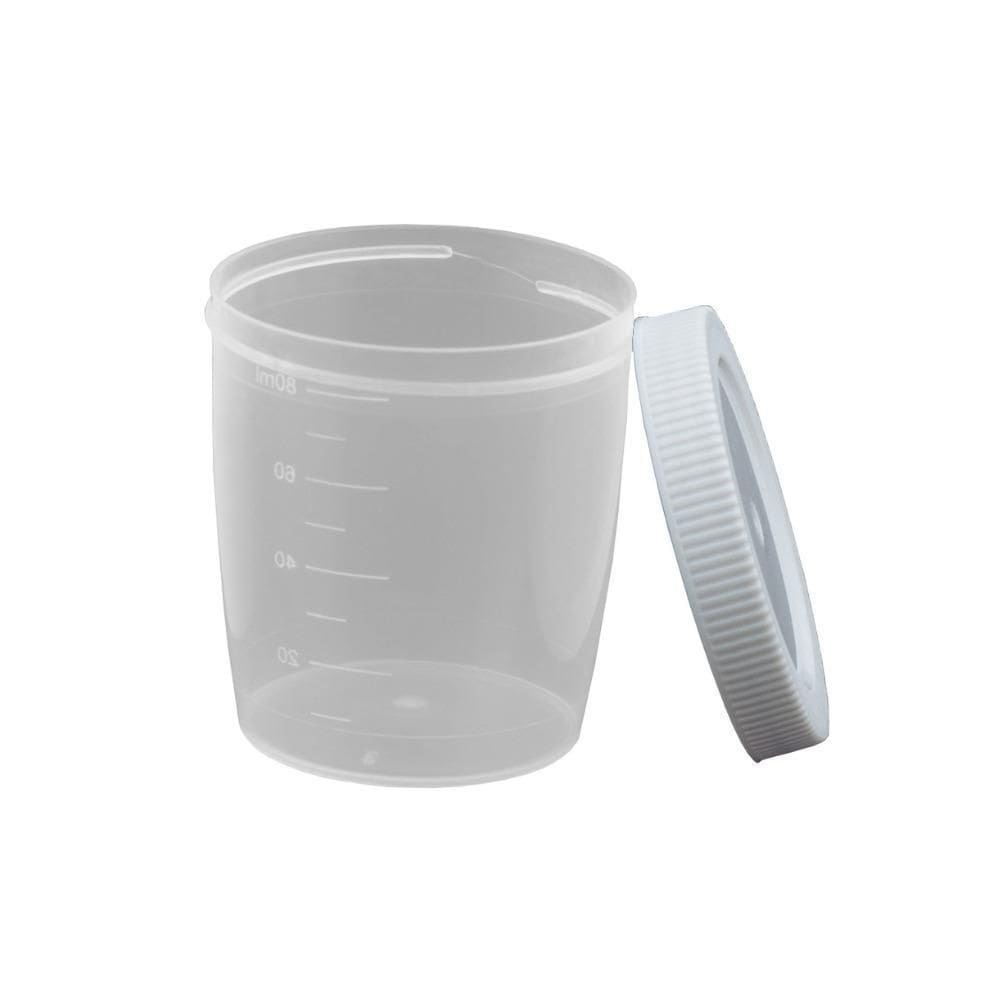 Coletor De Urina Tampa Branca Sem Pá 80Ml Cral 100 Unidades