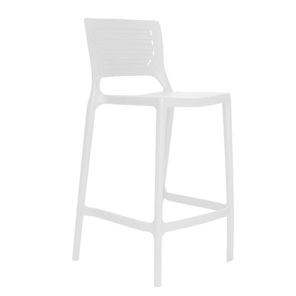 Banqueta Alta Cozinha Branca Empilhável Saturno em Polipropileno Acrilys