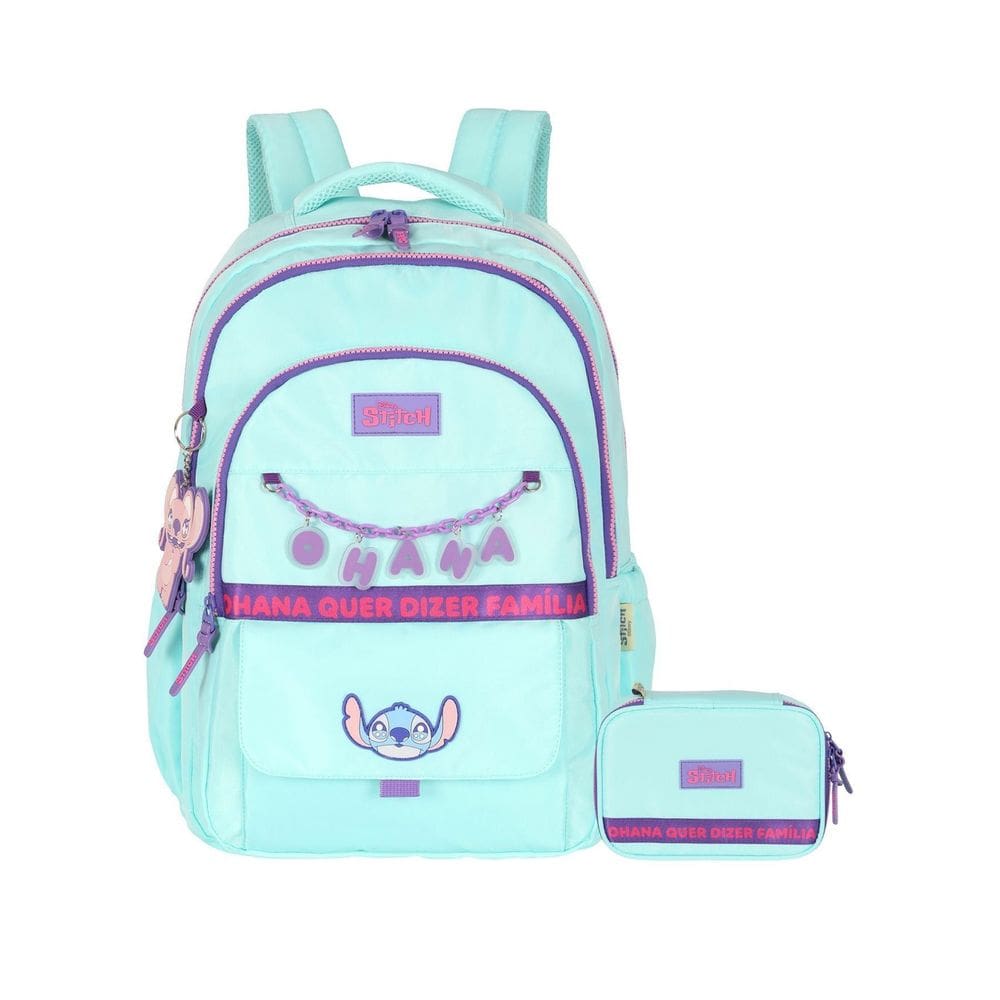 Kit Escolar Lilo Stitch Mochila De Costas + Estojo Box