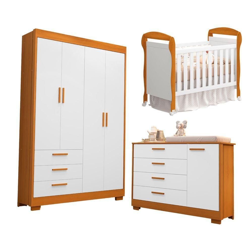 Jogo De Quarto Para Bebe Danny Zaki Branco Com Savana - Moveisaqui