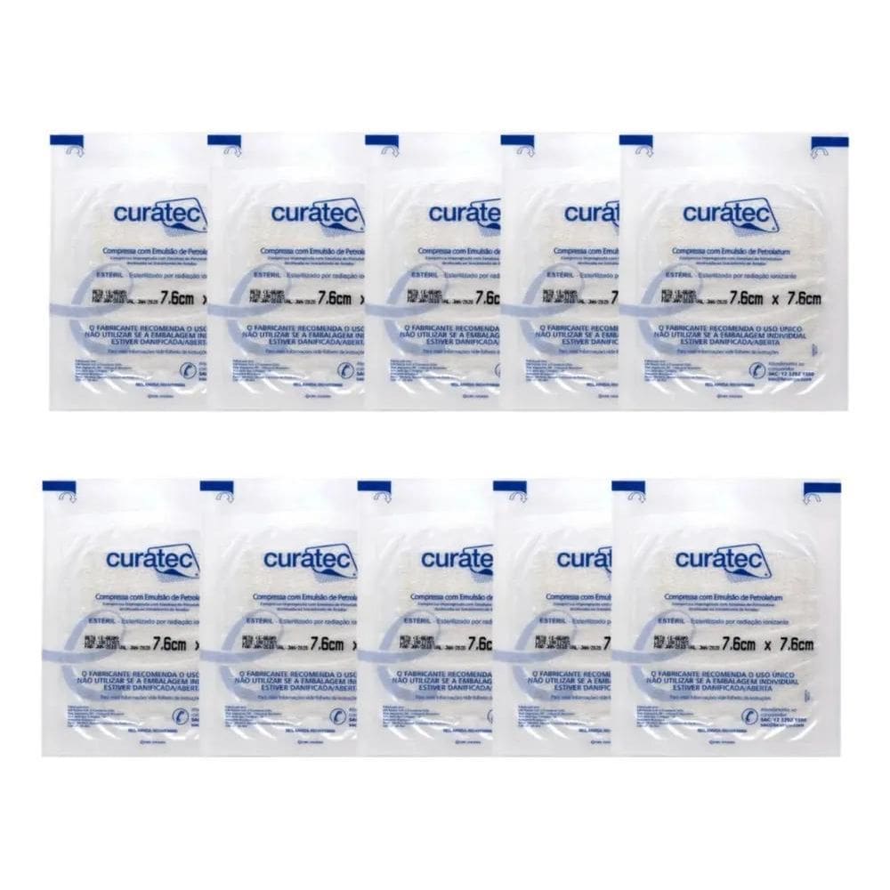 2X 10 Curativos Compressa Petrolatum 7,6X7,6Cm Estéril Curat