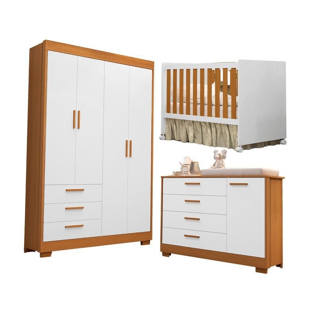 Jogo De Quarto Para Bebe Zaki E Katatau Branco Com Savana - Moveisaqui