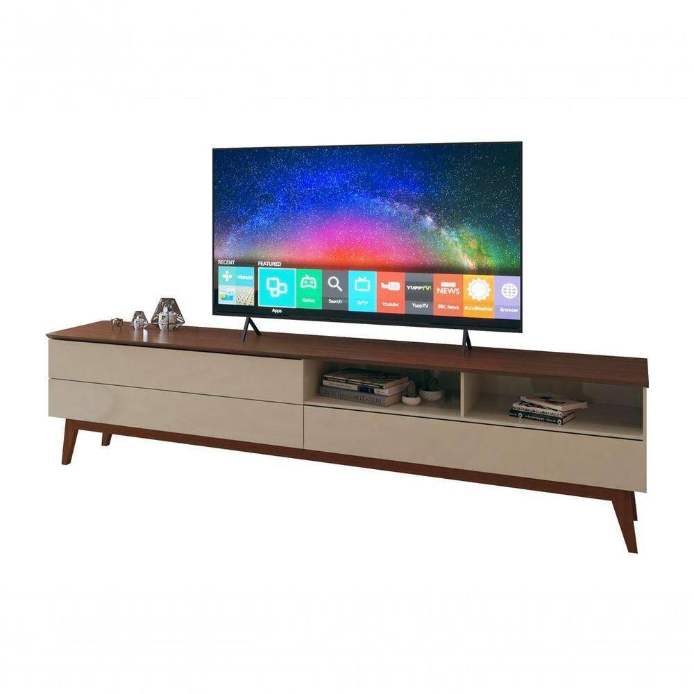 Rack Para Tv Wall 1.8 Off White Com Freijó - Moveisaqui