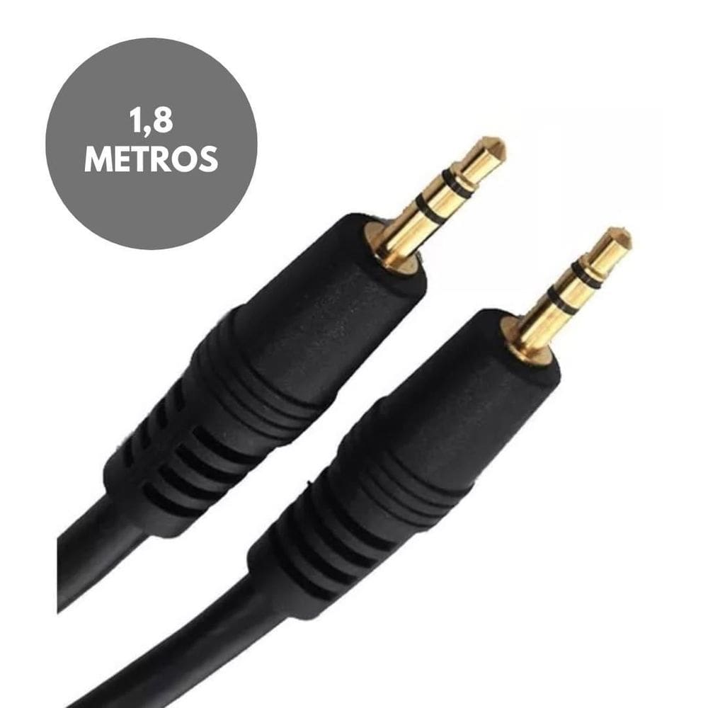 Cabo P2-P2 Auxiliar Stereo Audio Reforçado Resistente 1,8M