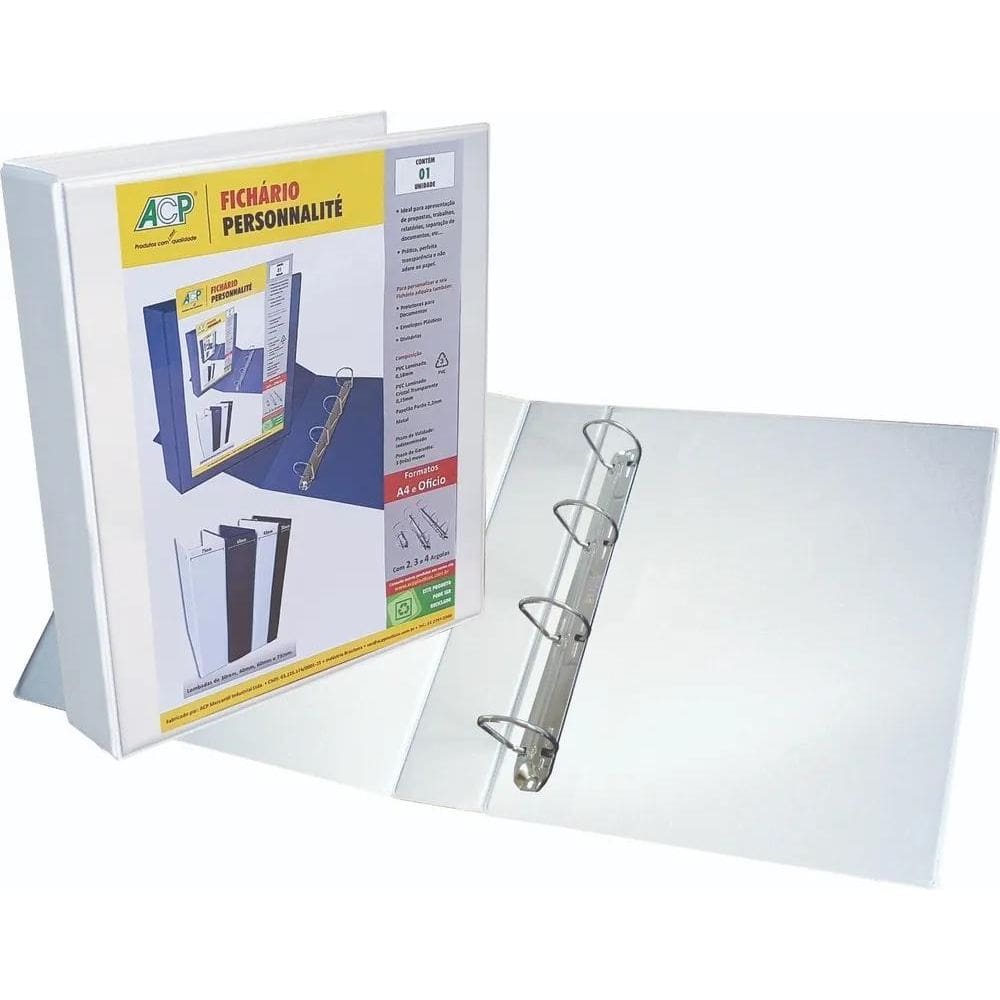 2X Fichário Personalizável C/4 Argolas A4 40Mm Cores A Escol