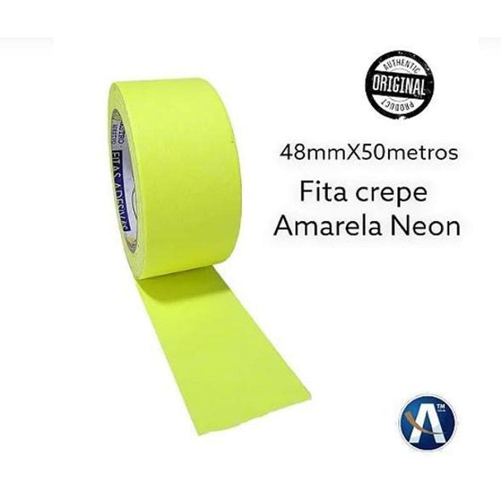 Fita Crepe 48Mmx50M Cor Amarelo Fluorescente