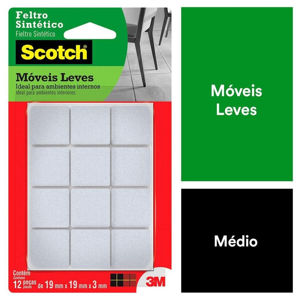 Feltro Sintético 3M Scotch Quadrado Branco Médio 12 Unidades