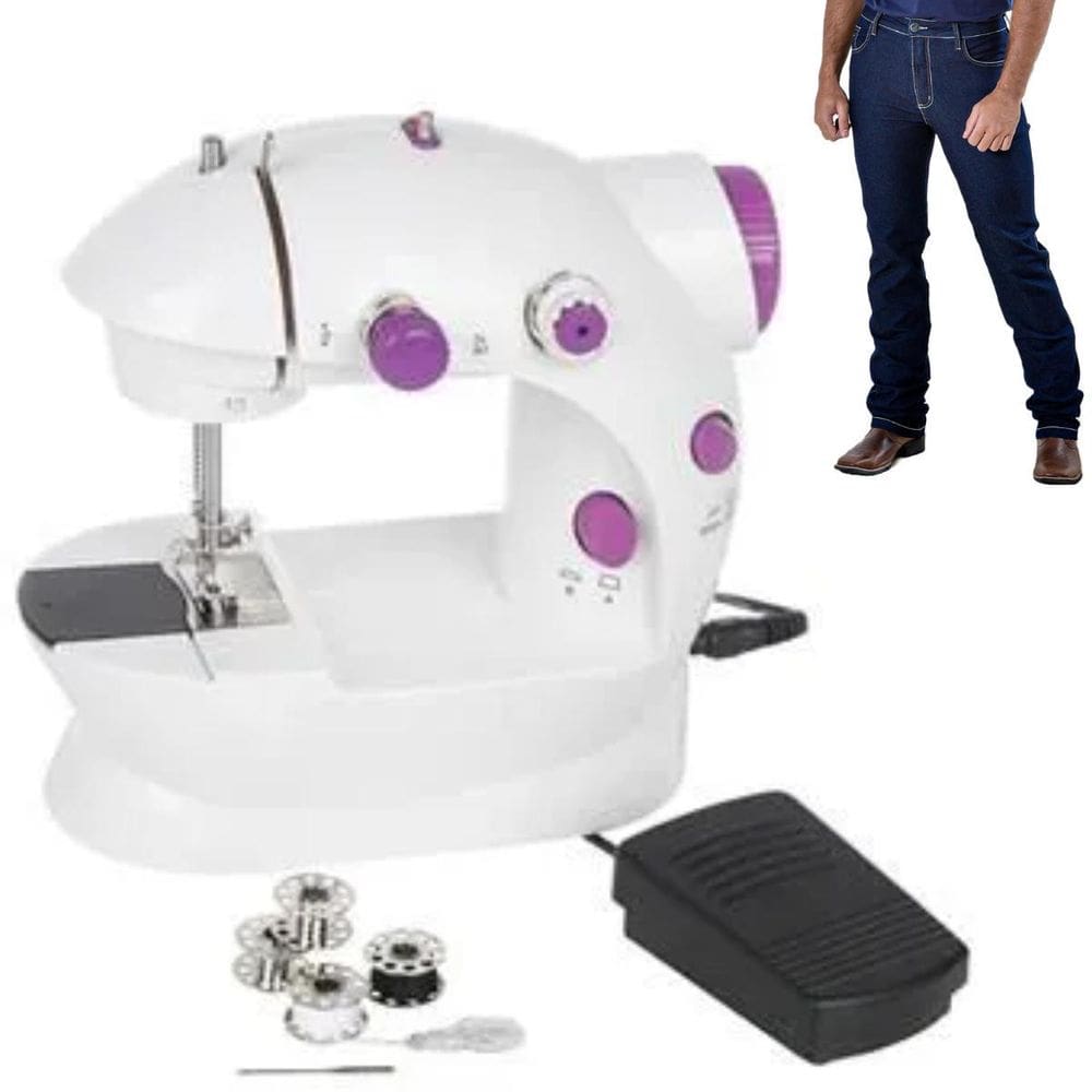 Máquina De Costura Portátil Mini Multifuncional Branca