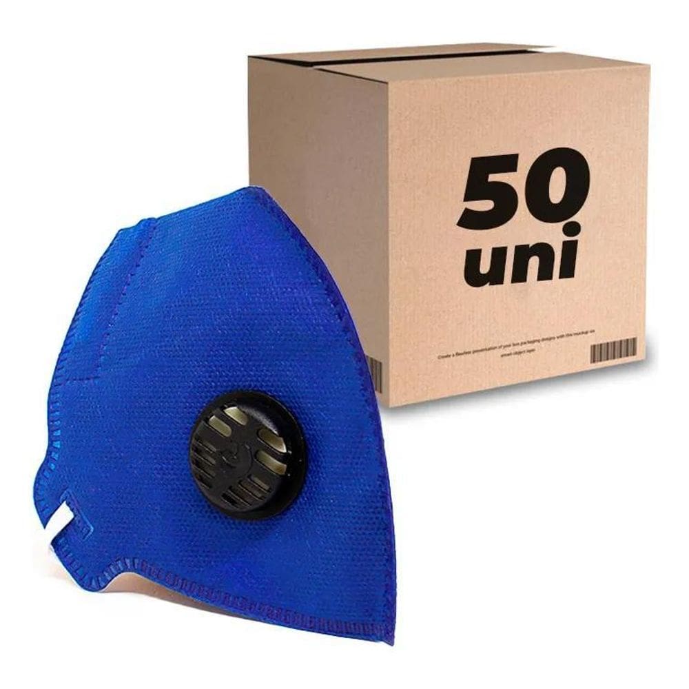 2X Camper Pff2 Kit 50 Unidade Máscara Respirador Válvula Azu
