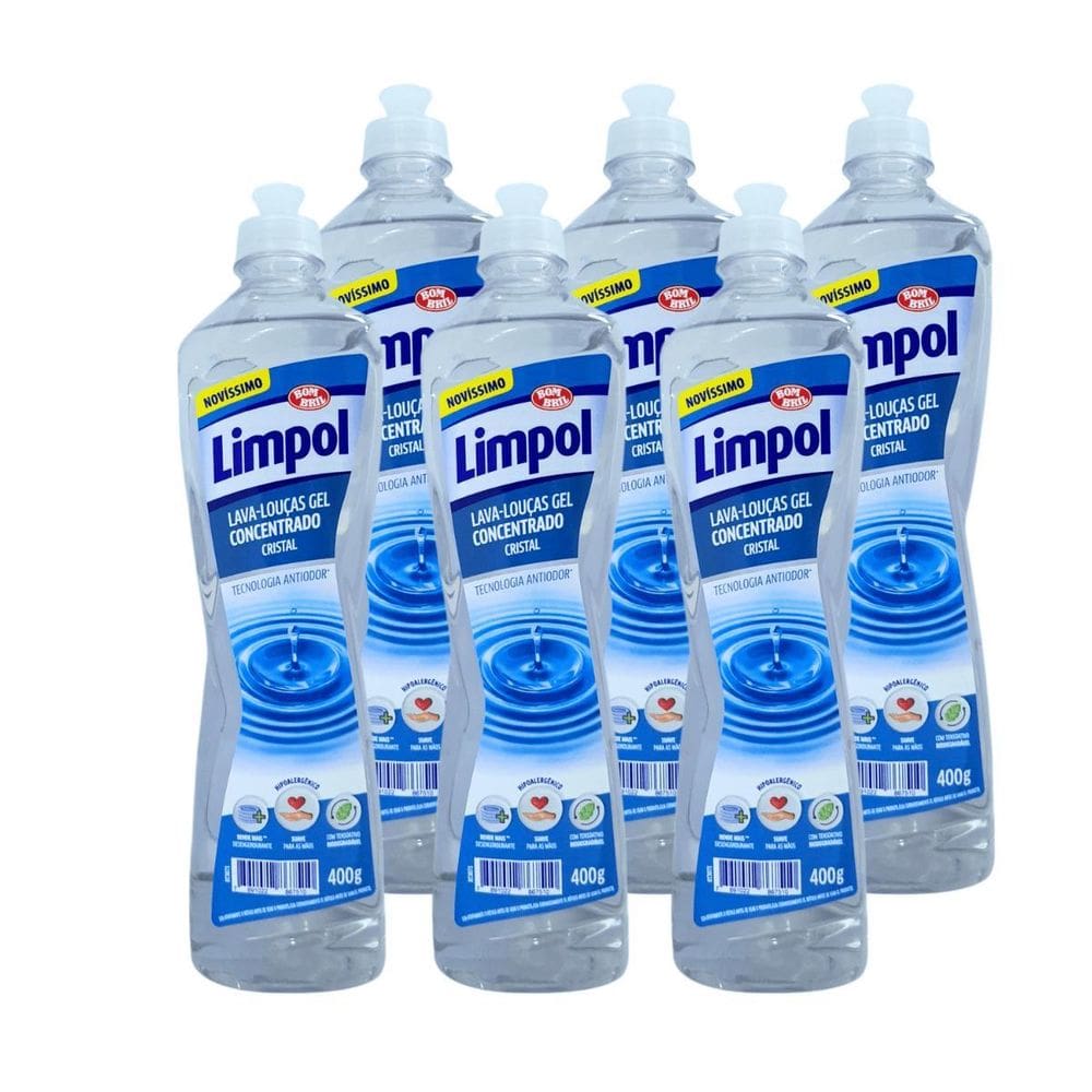 Kit Com 6 Detergentes Limpol Gel Cristal 400G