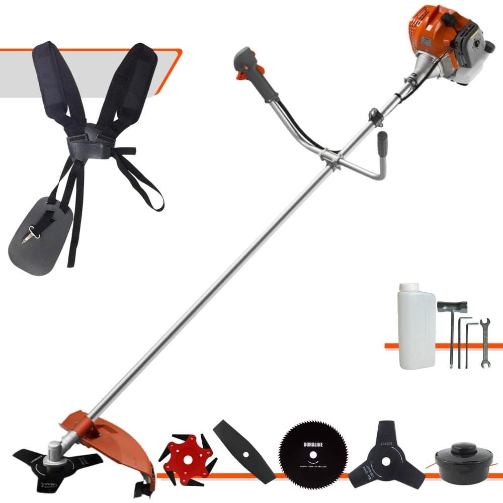 Roçadeira Cortador de Grama Tekna RL520ACG2 À Gasolina 2T 52cc 2HP Com Carretel + Faca 2 Pontas + Faca 3 Pontas + Faca 6 Pontas e Faca 80 Dentes