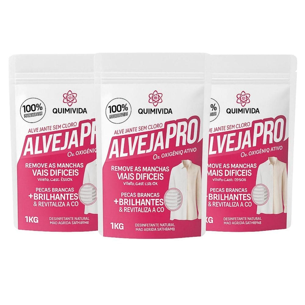 Kit 3 Alvejante Alvejapro 1Kg Sem Cloro Tira Manchas