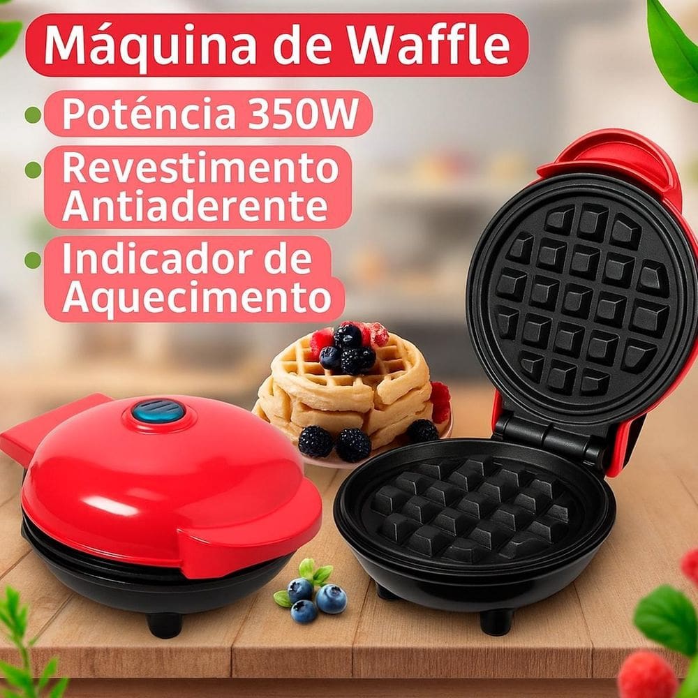 Mini Waffle Máquina Antiaderente Perfeita Panquecas 110V