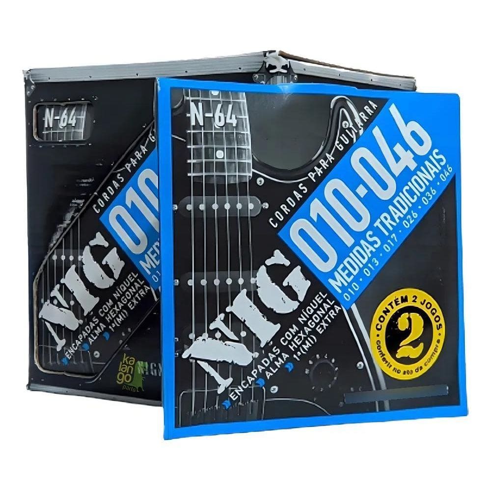 2 Encordoamentos Guitarra Nig 010/046 Tradicional +