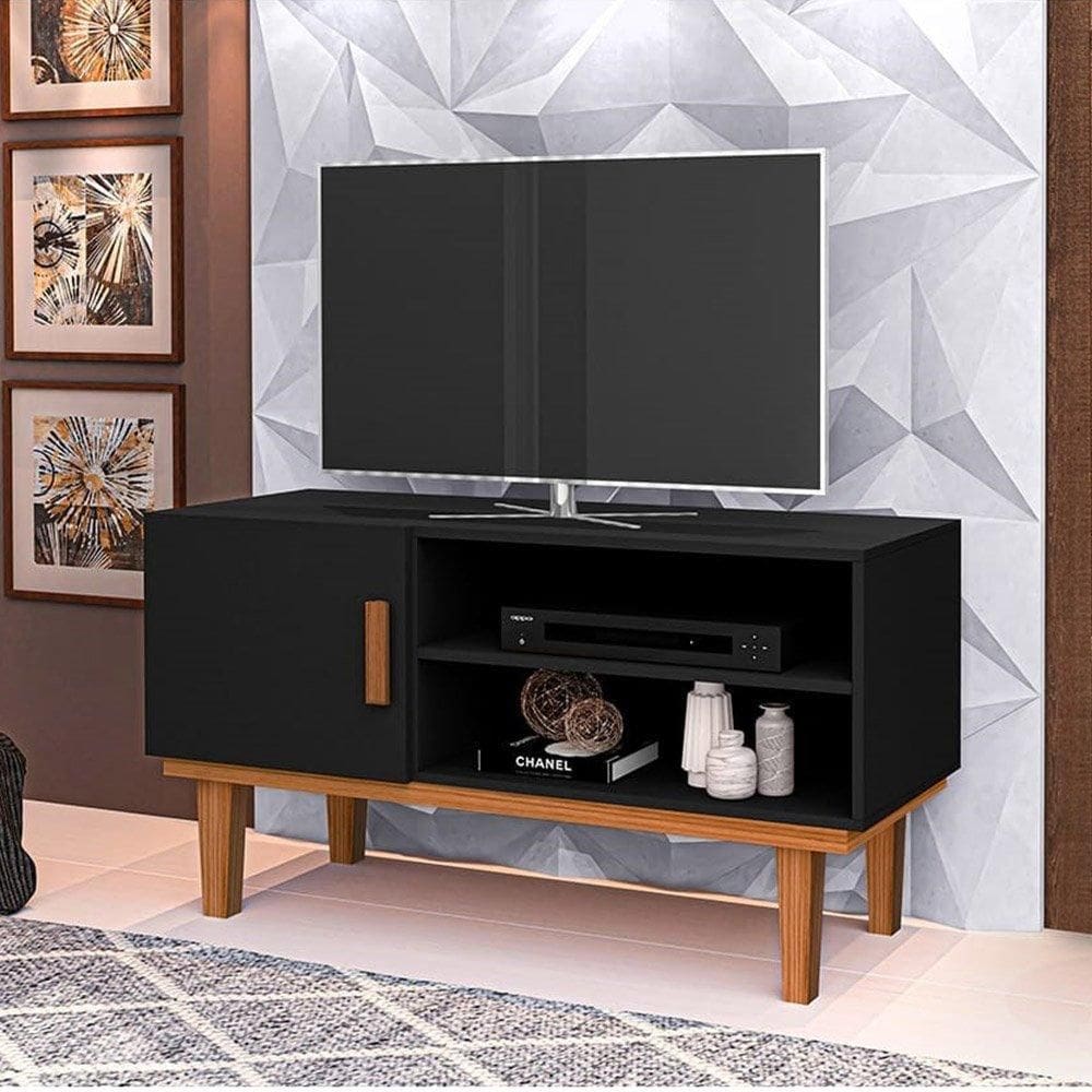 Rack Denver Preto e Naturalle Carmolar