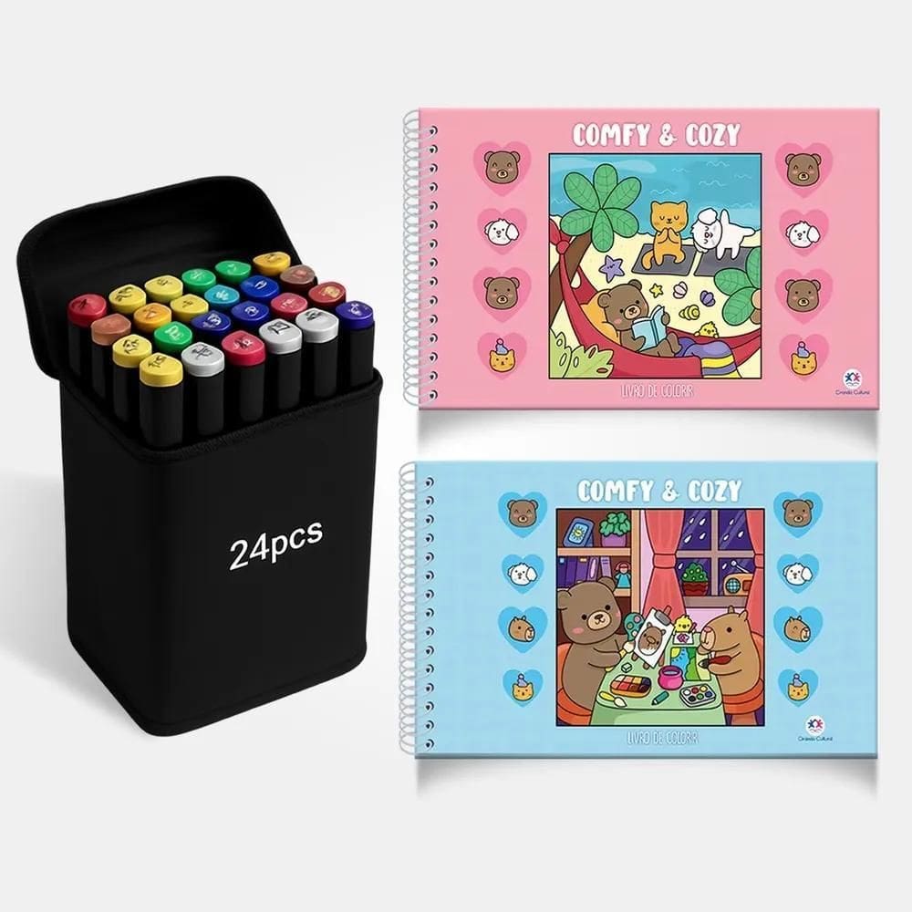 2X Livro Comfy E Cozy Capa Dura Espiral Explore Sua Criativi