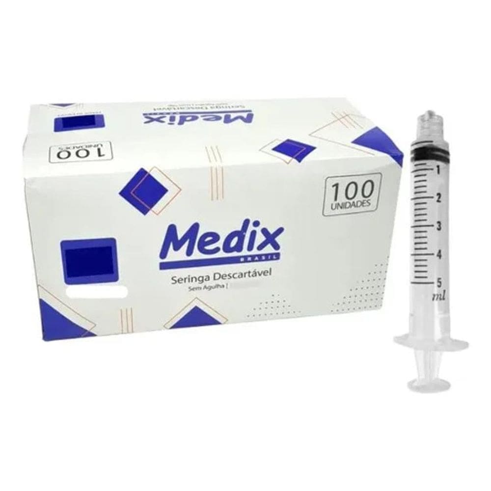 2X Seringa Hipodérmica 5Ml S/Agulha Luer Lock 100 Un. Medix