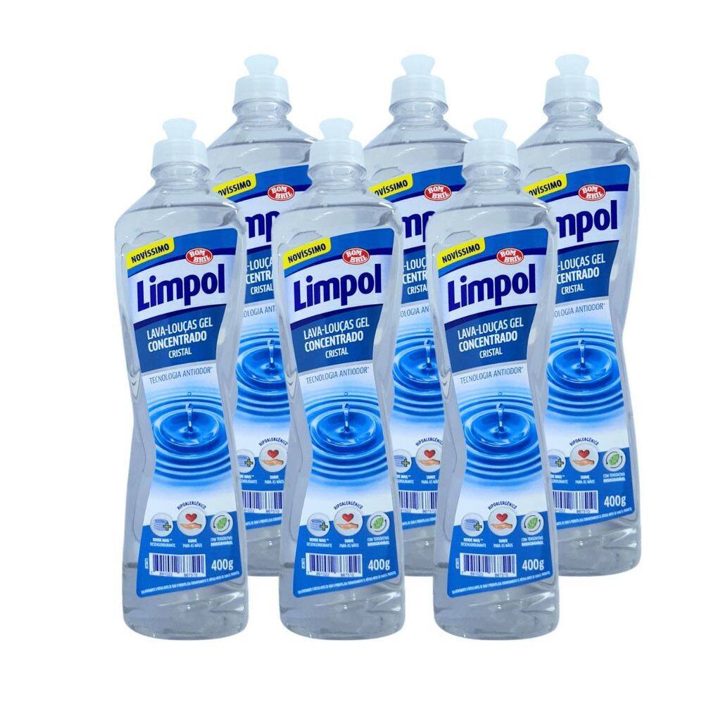 Kit Com 6 Detergentes Limpol Gel Cristal 400G