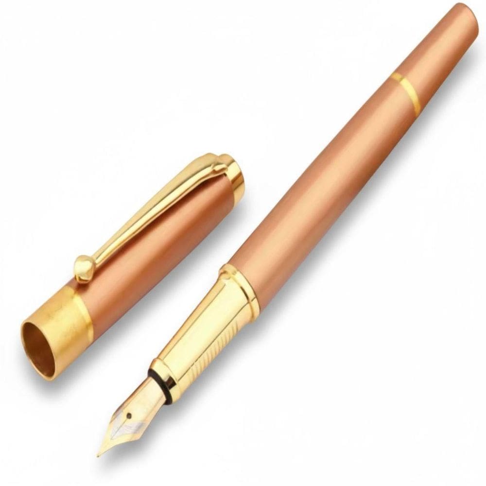 Caneta Tinteiro Pena Rose Gold Premium 0,5Mm Presente Luxo