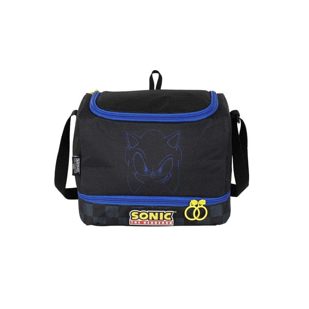 Lancheira Sonic Dupla Juvenil Escolar Jogo Meninos - Preto