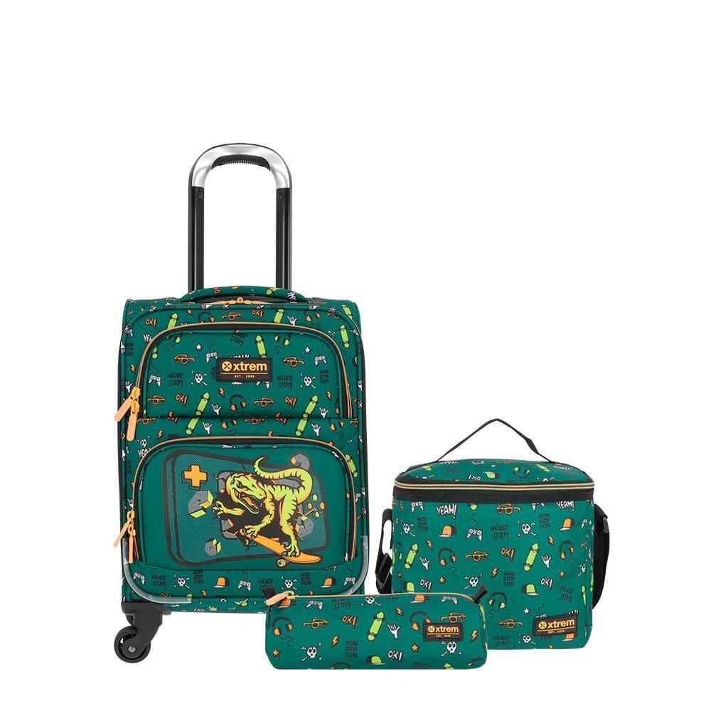 Kit Escolar Xtrem 3 Peças Speedy Pack 4Xt Dino Verde