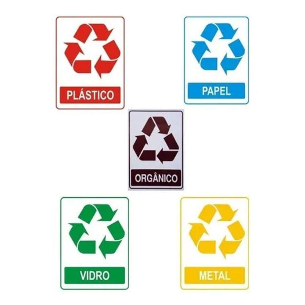 2X 05 Adesivos Para Lixeira Coleta Seletiva Reciclagem Lixo