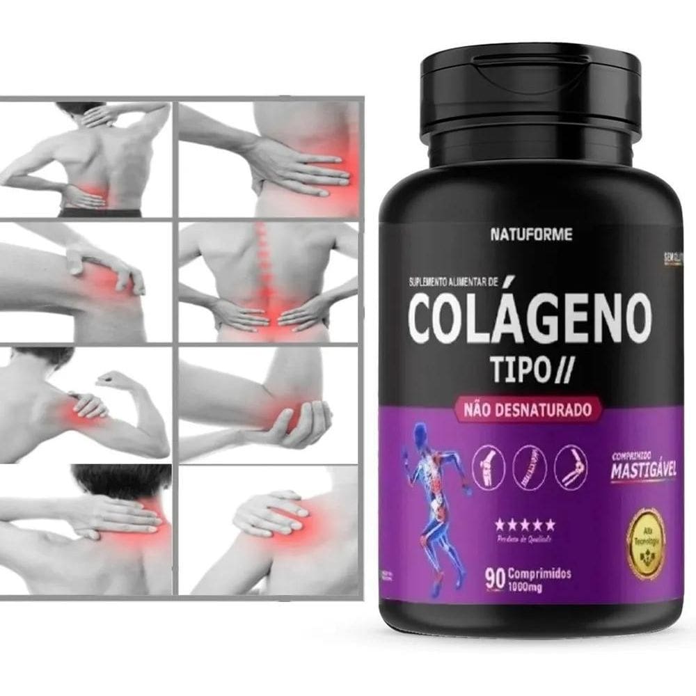 2X Colágeno Tipo 2 Mastigável Dores Articulares Rápida Absor