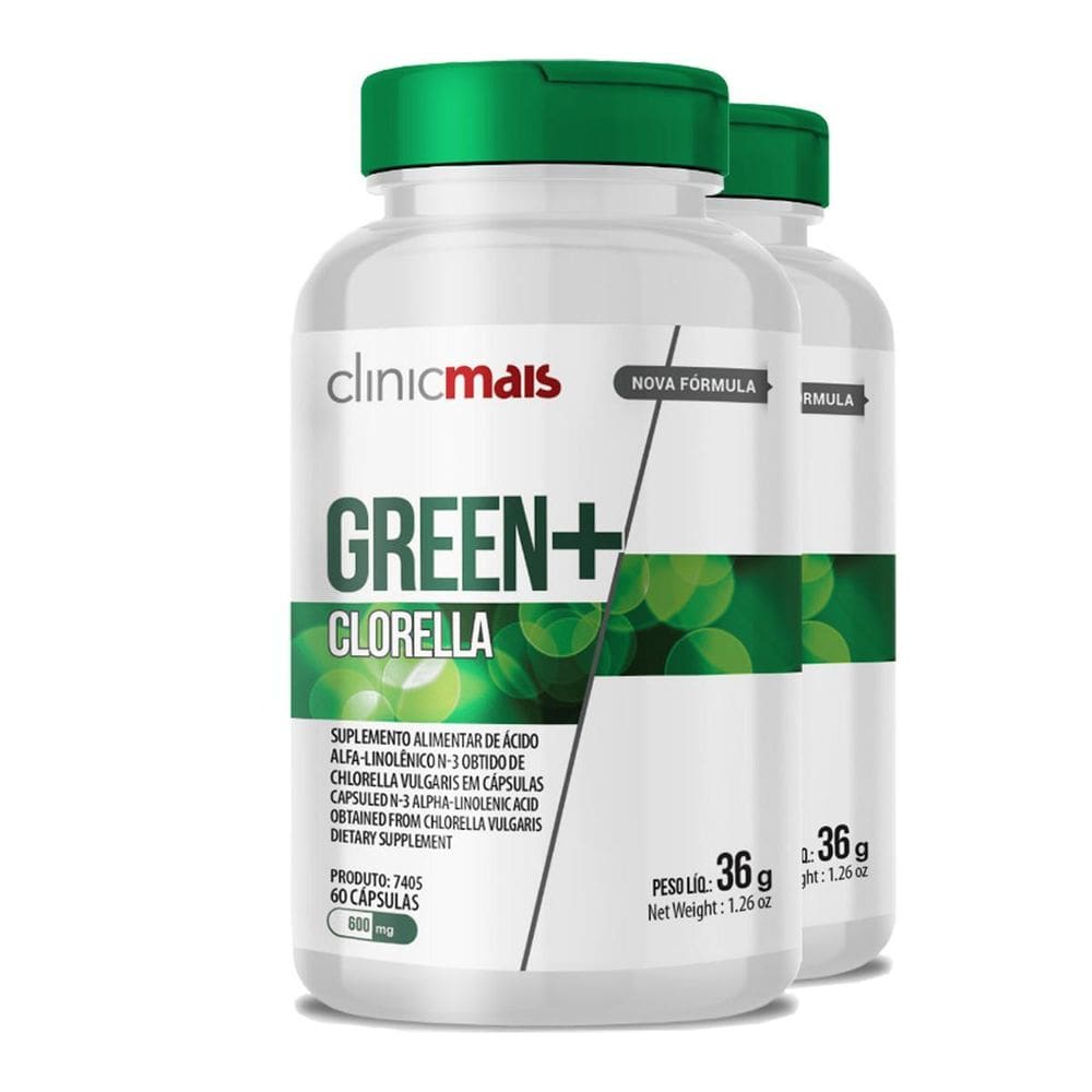 Kit 2 Clorella Green 600Mg Clinicmais 60 Cápsulas