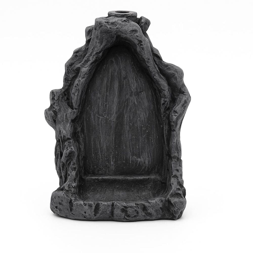 Incensário Cascata Gruta Cinza 14 Cm Em Resina