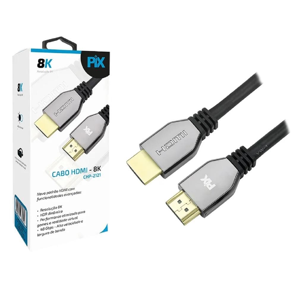 Cabo Hdmi Pix 8K, 2.1, hdr, Dinâmico, 1.5 metros - 018-2121